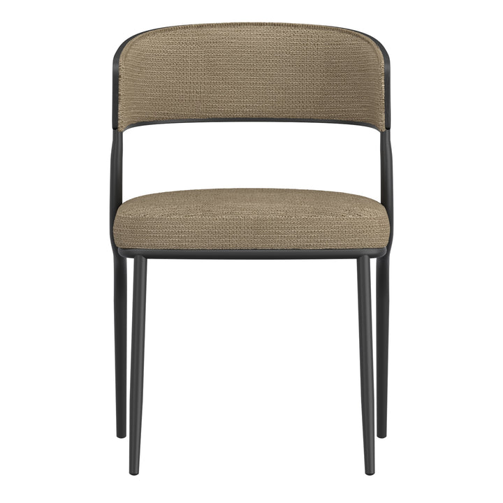 Florenza Modern Dining/Lounge Chair, Dark Beige Fabric with Black Finish (Set of 2)