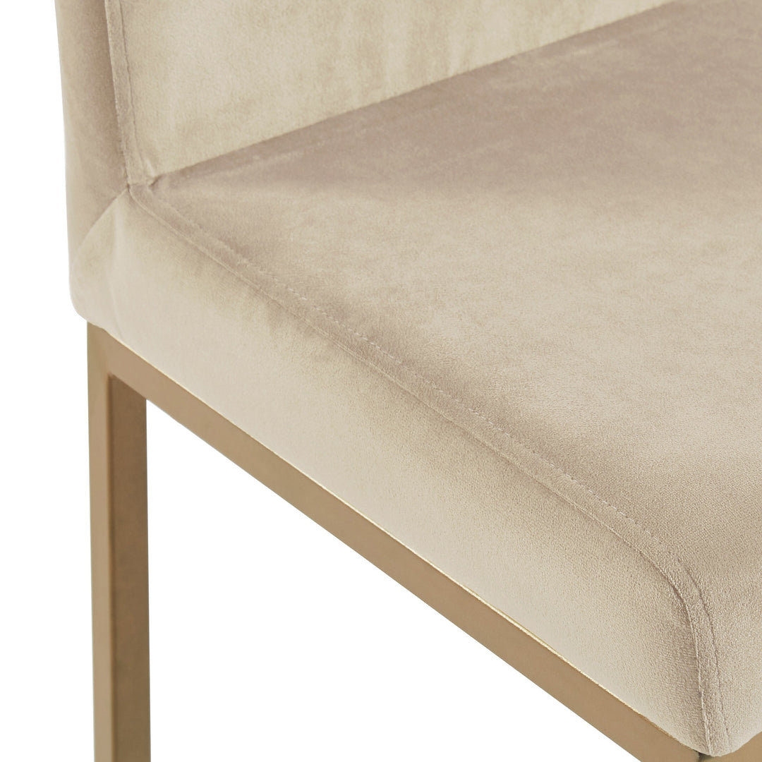 Valtressa Counter Stool – Set of 2, 26" Velvet Upholstered Stools with Fixed Seat and Matte Aged Gold Metal Base