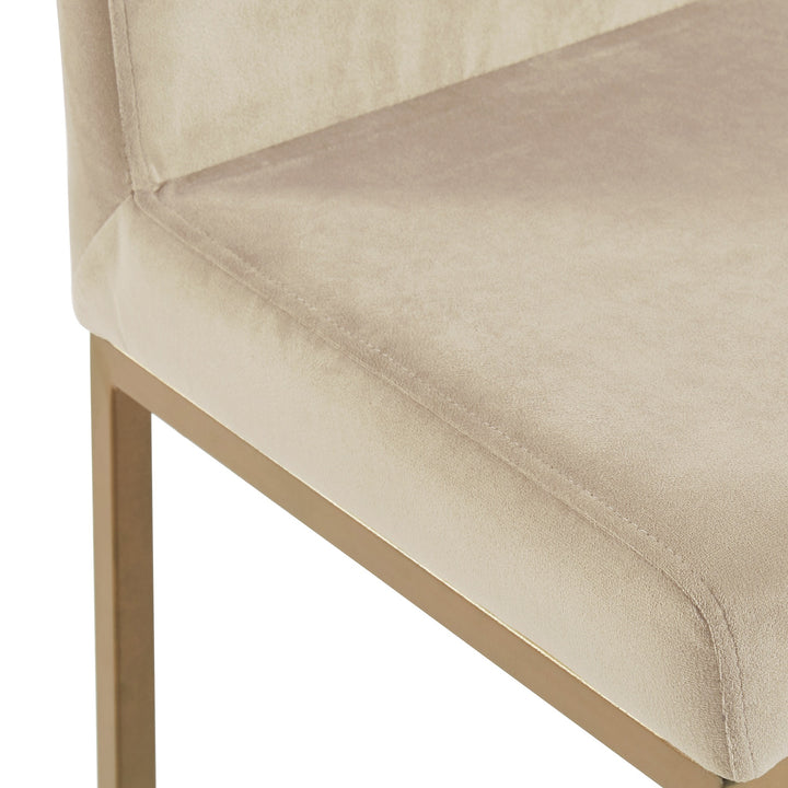 Valtressa Counter Stool – Set of 2, 26" Velvet Upholstered Stools with Fixed Seat and Matte Aged Gold Metal Base