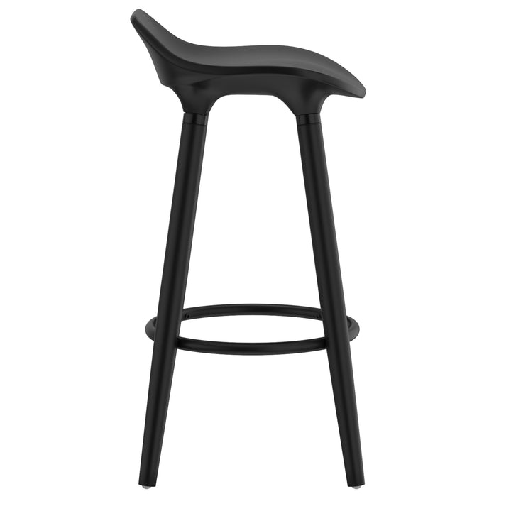Bravesta Counter Stool – Set of 2, 26" Molded ABS Seat Stools with Black Beech Wood Legs & Matte Black Footrest