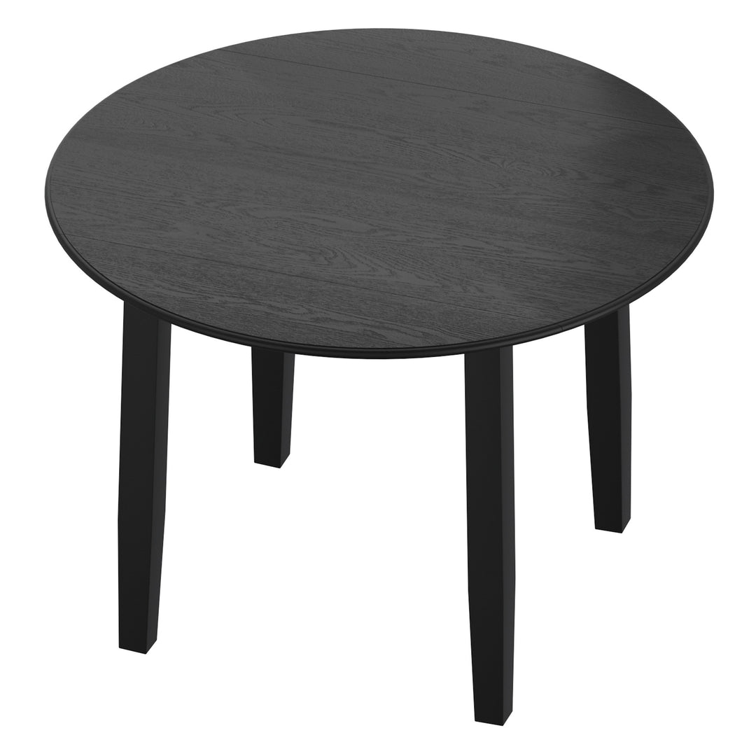 Avenshire Compact 3-Piece Dining Set – Space-Saving Round Drop-Leaf Table with 2 Matching Chairs (Black Finish)