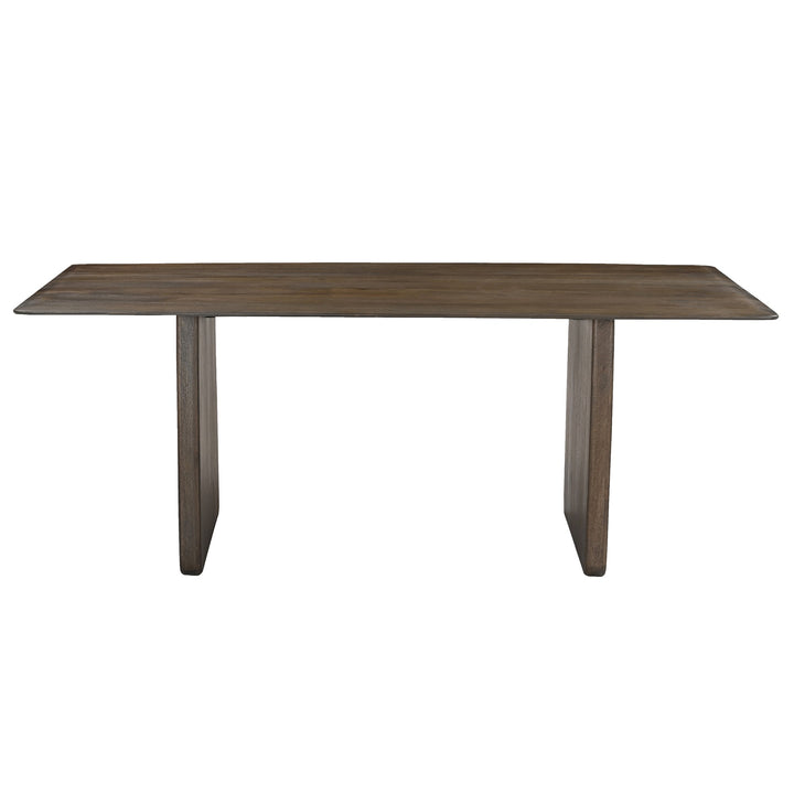 Iversona 7-Piece Mid-Century Modern Mocha Dining Set with Walnut Solid Wood Chairs