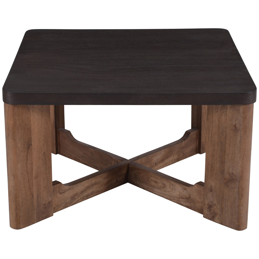Parklore Mid-Century Modern 2-Tone Coffee Table with Solid Mango Wood Cross Base And Mocha Finish