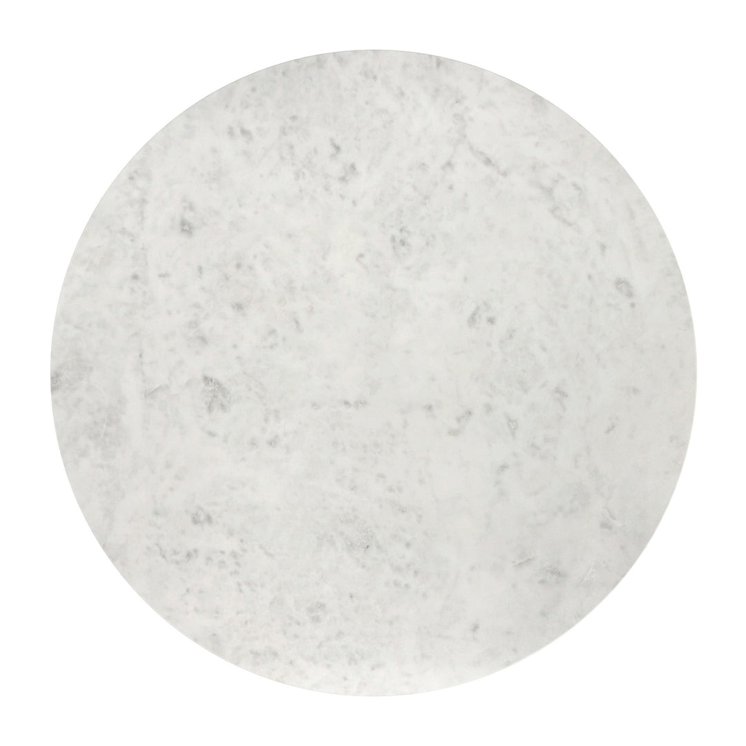 Quentaro Mid-Century Modern Round Accent Table with White Marble Top And Hidden Storage