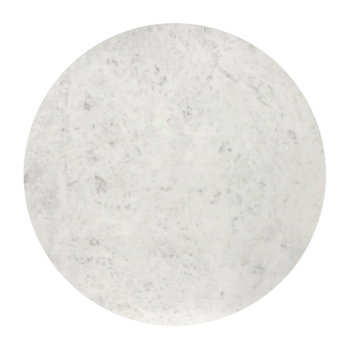 Quentaro Mid-Century Modern Round Accent Table with White Marble Top And Hidden Storage