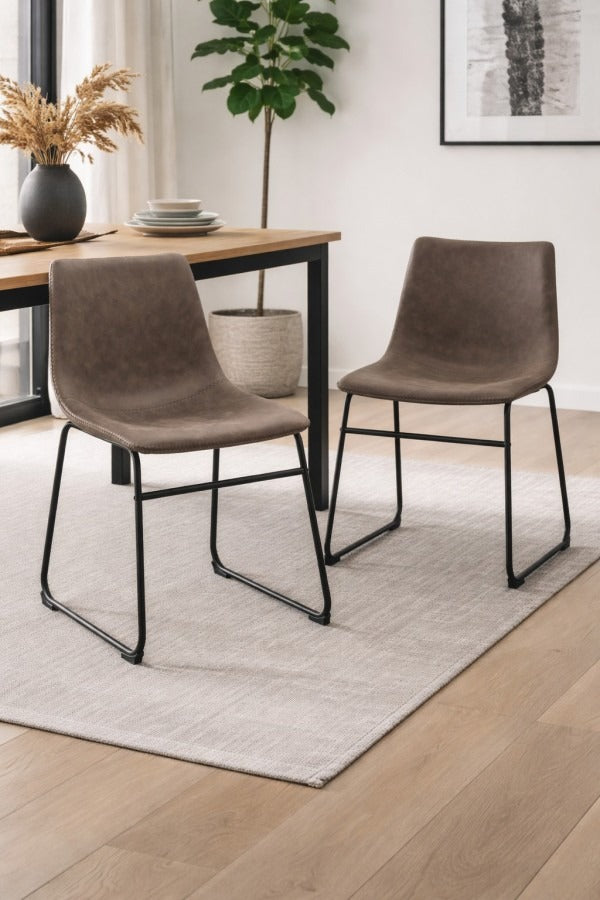 Noble Grace Dining Chair Set of 2 – Modern Upholstered Chairs with Steel Frame, Sled Base and Ergonomic Comfort Design