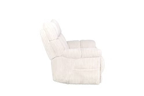 Morviano Dual Power Recliner Chair with Adjustable Lumbar Support, Manual Headrest Wings, Bluetooth Music System & Plush Cream Fabric Upholstery