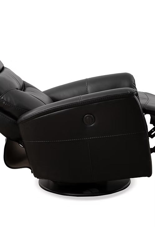 Nivello Power Recliner Chair with Swivel & Glider Function, Zero Wallhugger Design, Soft Black PU Upholstery & High-Density Foam Comfort