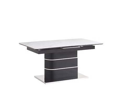 Tervano 7-Piece Dinette Set – Snowy White Marble Extension Table with Grey Velvet Swivel Chairs (Copy)