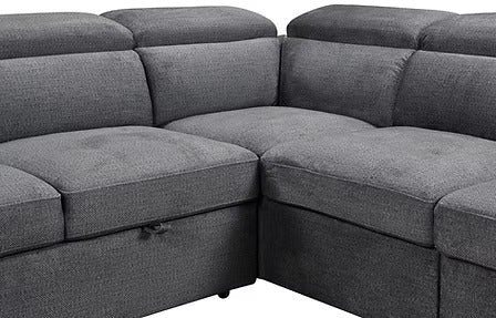 Novira Sofa Bed Sectional – Left Hand Facing Chaise with Lift Up Storage, Floating Ottoman, Adjustable Headrests