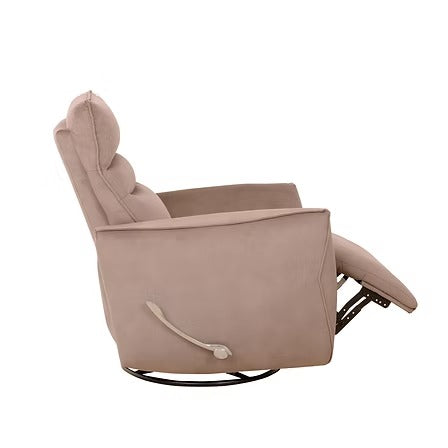 Valmire Recliner Chair with Side-Mounted Steel Pull Handle, Glider Rocking Mechanism & Soft Warm Light Taupe Fabric
