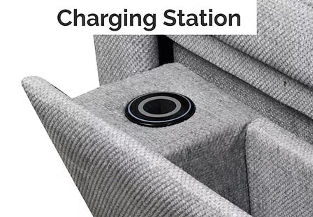 Avirex Sofa Bed Sectional – Left Hand Facing Chaise with Adjustable Headrests, Charging Station, Cup Holder, Side Storage