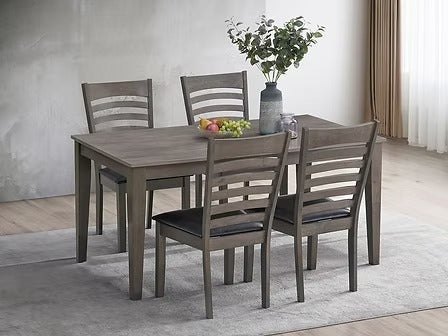 Zenvira 7-Piece Dining Set – Antique Grey Modern Finish Rectangular Table with Ladder Back Chairs
