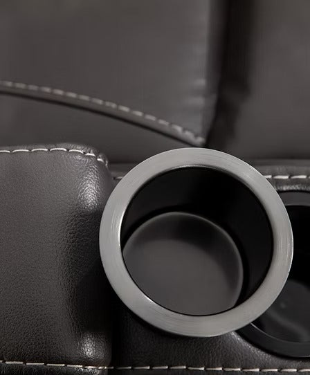 Quinvara Recliner Chair with Pull Handle, Swivel Glider Mechanism, Cup Holders, Storage Arms & Zero Wallhugger Design in Soft Grey PU