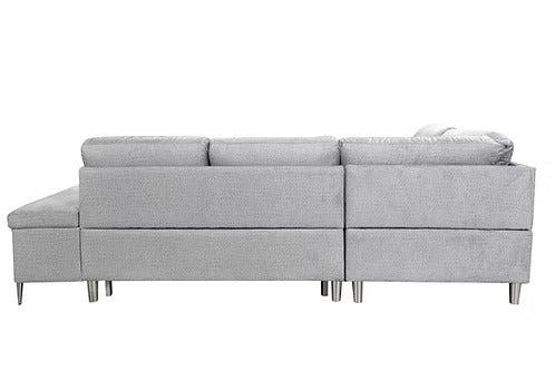 Velquora LHF Sofa Bed Sectional with Lift-Up Storage, Chaise &amp; Soft Grey Fabric
