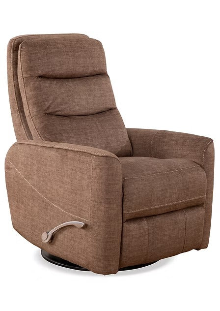 Torvella Recliner Chair with Side-Mounted Steel Pull Handle, Glider Rocking Mechanism &amp; Zero Wallhugger Design in Soft Chocolate Fabric