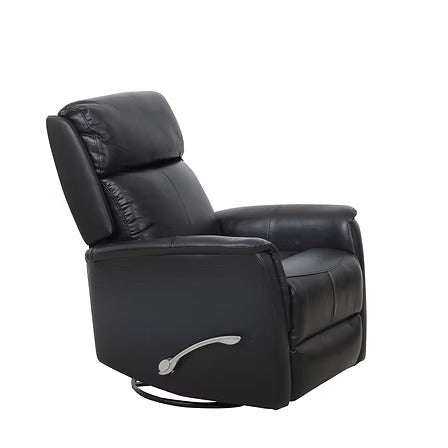 Zyrello Recliner Chair in Soft Blackberry Leather Match with Side-Mounted Steel Pull Handle &amp; Glider Rocking Mechanism