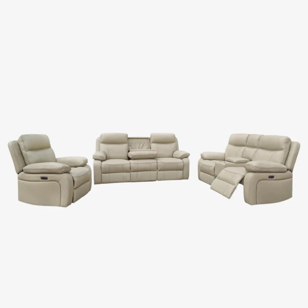 Havyn Power Recliner Set Brown | Genuine Leather Recliner Chair, Loveseat & Sofa (Copy)