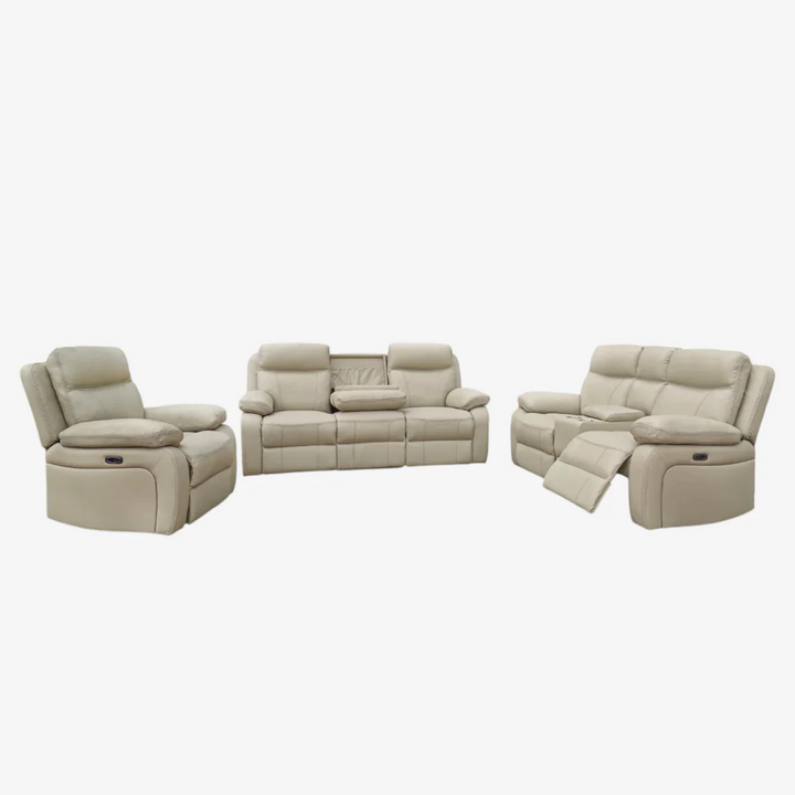 Havyn Power Recliner Set Brown | Genuine Leather Recliner Chair, Loveseat & Sofa (Copy)