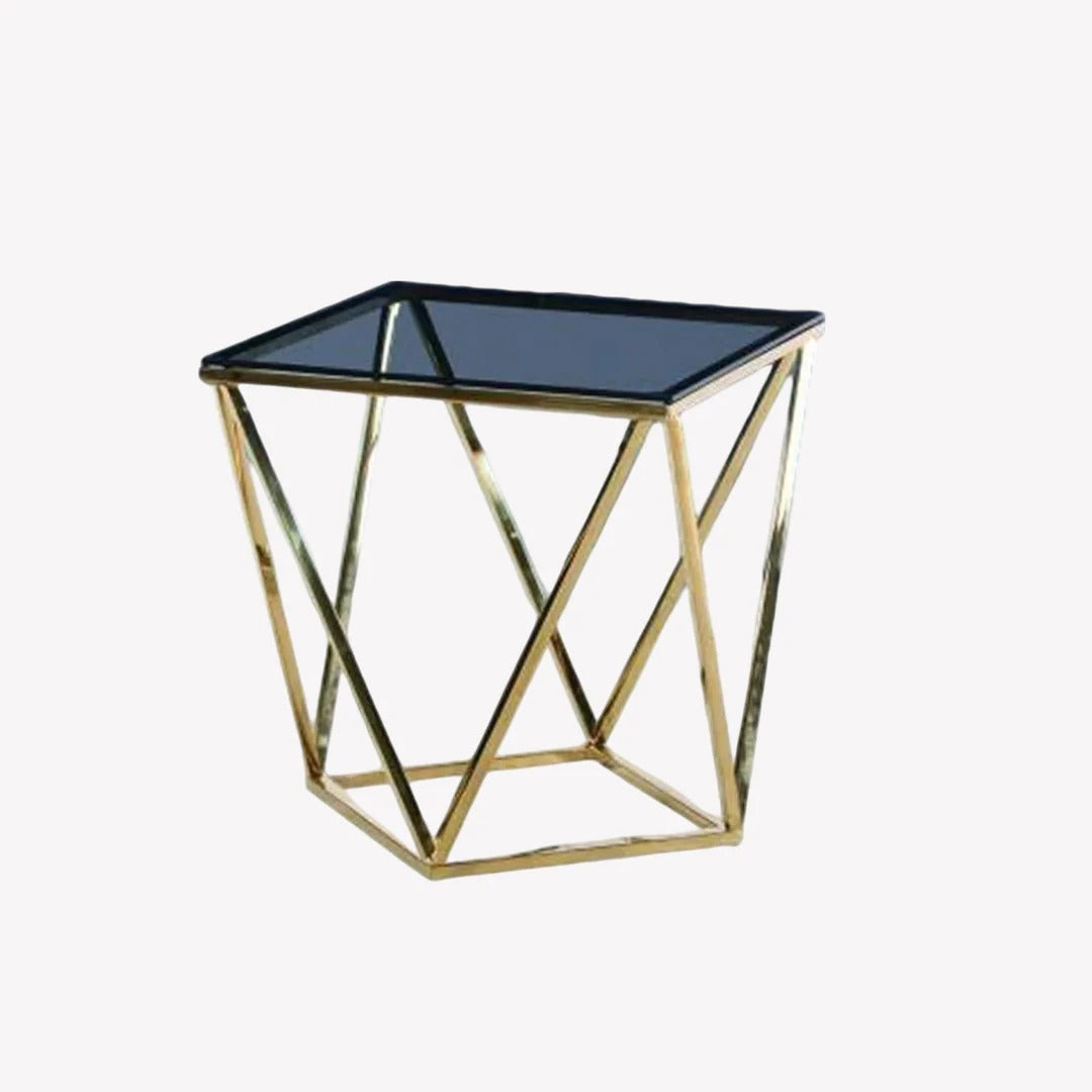 Elan Designer Accent Table – Smoky Glass & Gold Frame