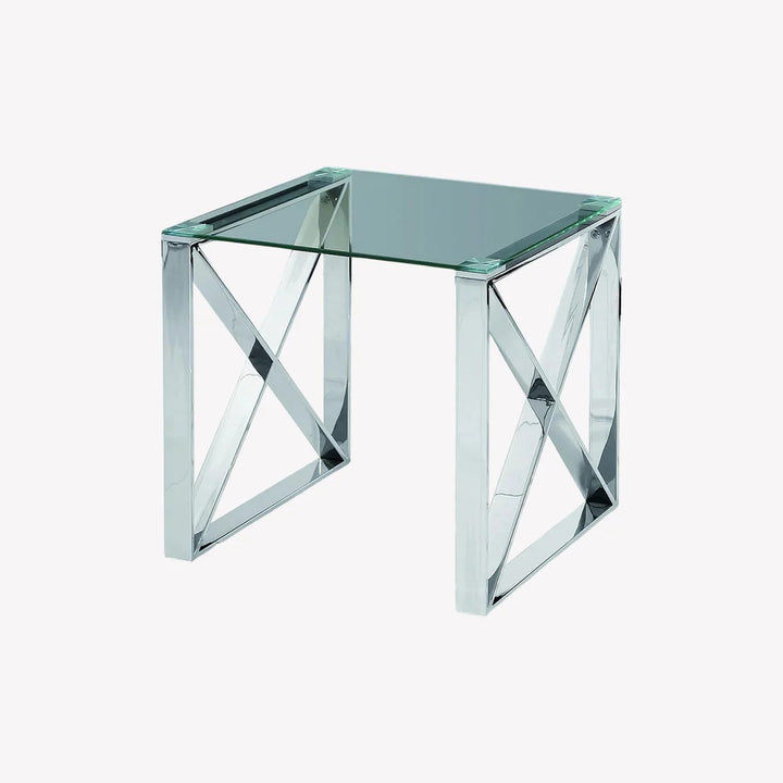 Seraphine End Table – Tempered Glass & Metallic Frame