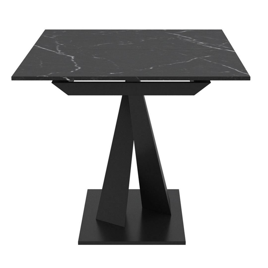 Eldoria Contemporary Extendable Dining Table – Sintered Stone Top with Geometric Pedestal Base