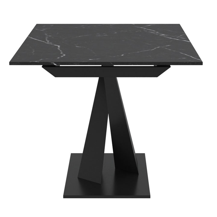 Eldoria Contemporary Extendable Dining Table – Sintered Stone Top with Geometric Pedestal Base