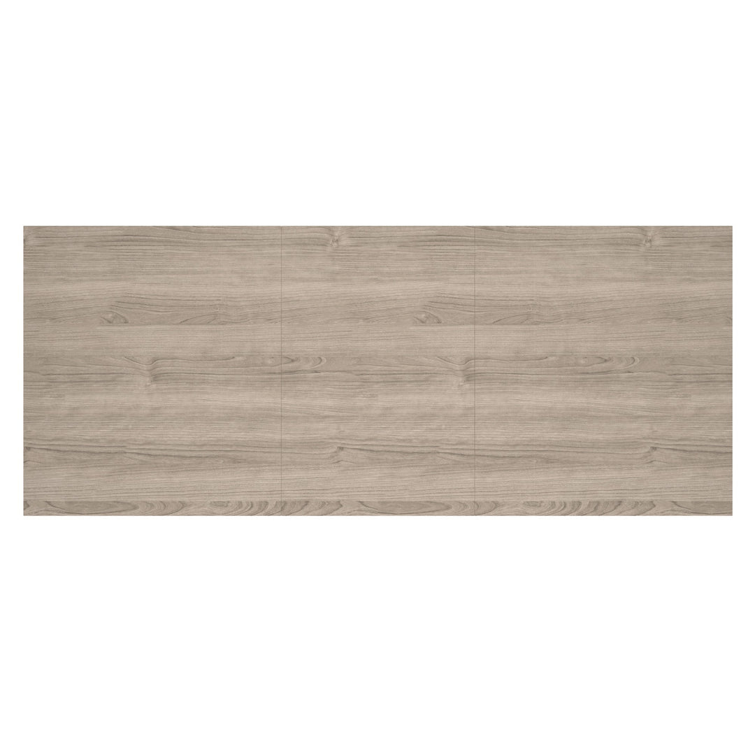 Eldora Contemporary Extendable Dining Table – Washed Oak Wood Grain Top with Butterfly Extension, Double Prism Pedestal Base and Modern Dining Design
