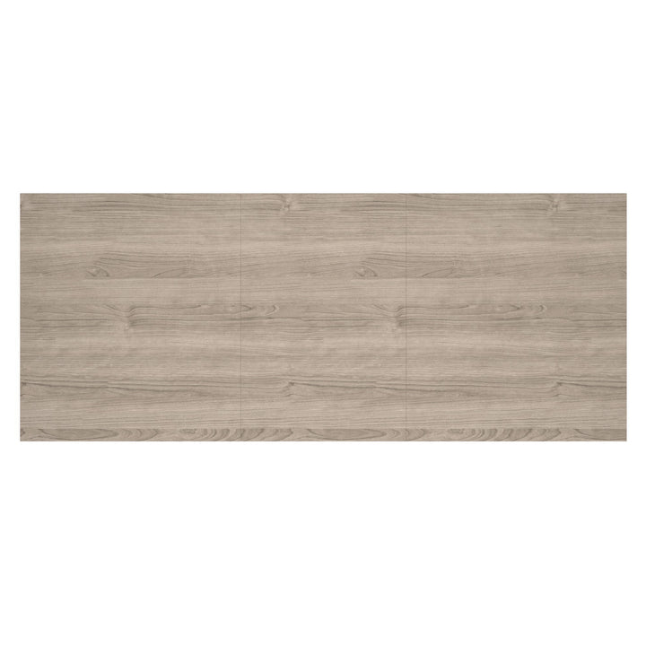 Eldora Contemporary Extendable Dining Table – Washed Oak Wood Grain Top with Butterfly Extension, Double Prism Pedestal Base and Modern Dining Design