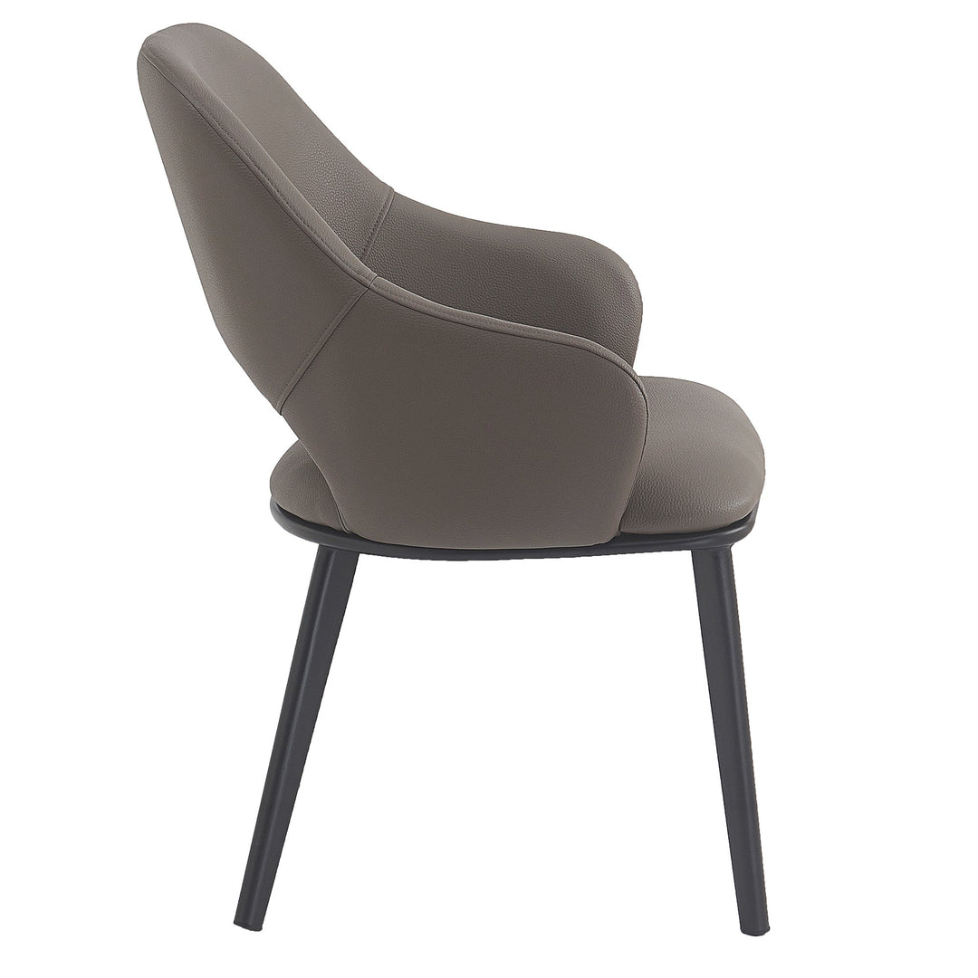Montierra Modern Dining Chair Set of 4 – Textured Faux Leather Upholstered Chairs with Curved Back & Arms, Matte Black Frame and Medium-Firm Cushion Seating Dining & Lounge Chairs