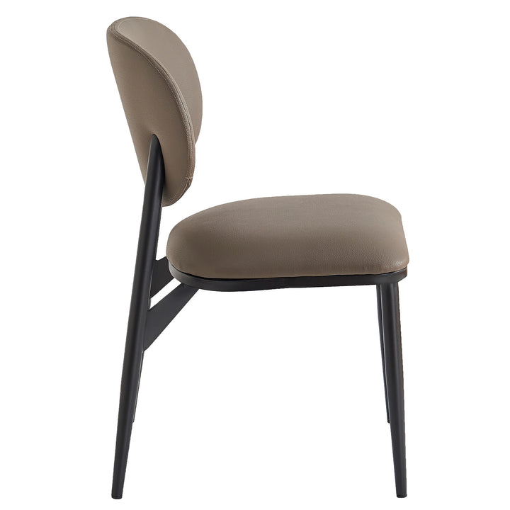 Caselle Dining Chair (Set of 4) – Modern Faux Leather Dining Chairs with Curved Back, Upholstered Seat And Matte Black Metal Frame