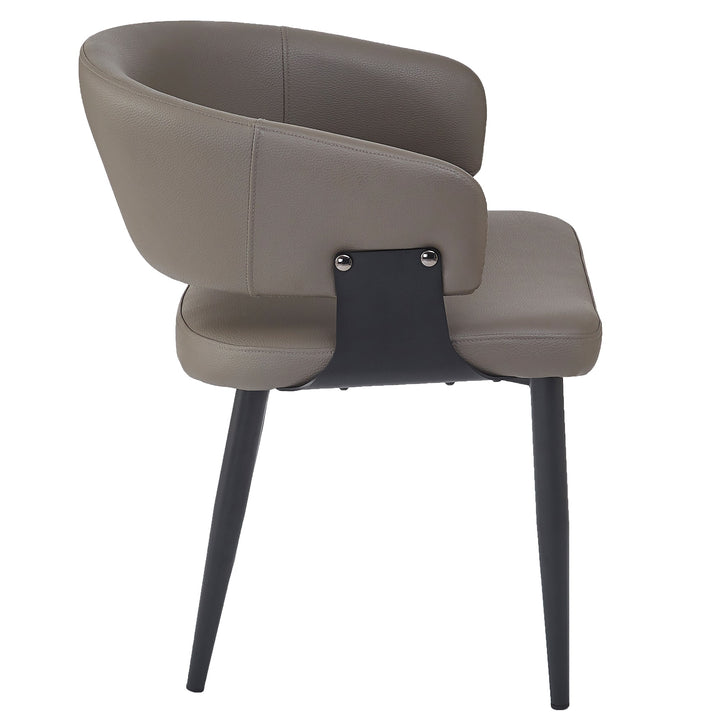 Corvello Dining & Lounge Chair – Set of 4 Modern Curved Back Faux Leather Upholstered Chairs with Matte Black Frame (Black)