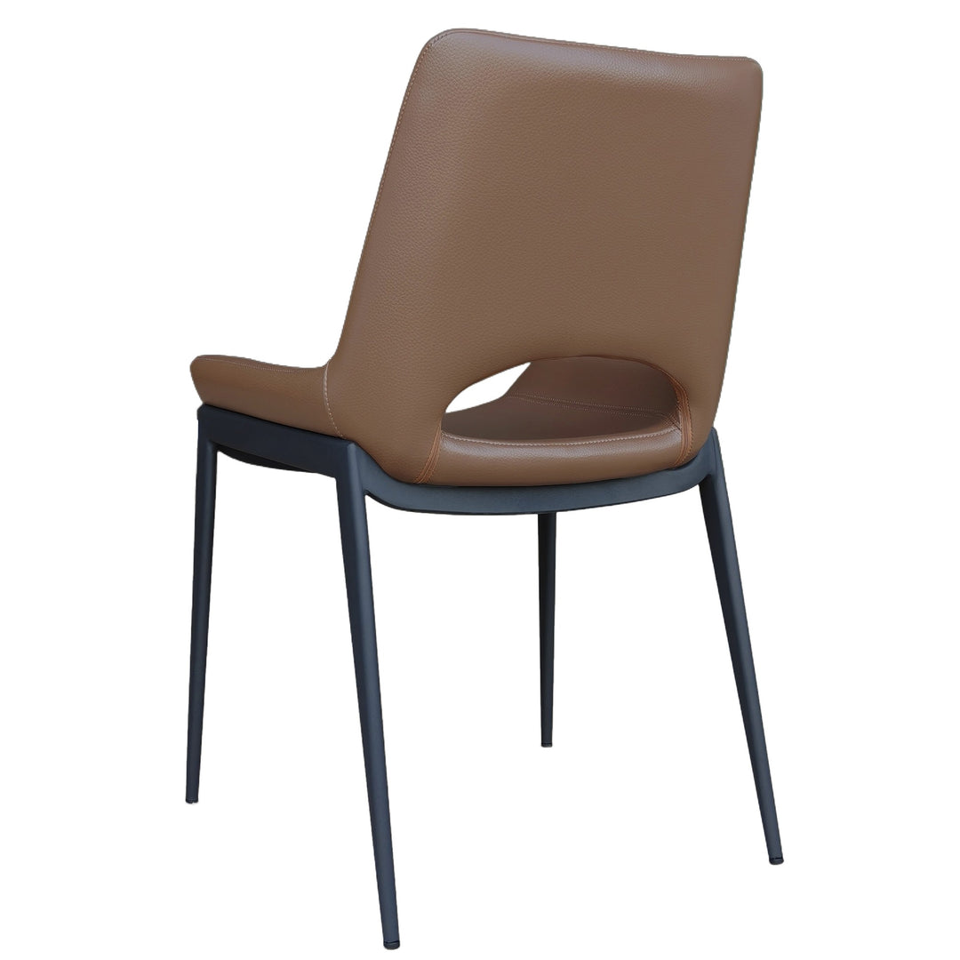 Torano Mid-Century Modern Dining And Lounge Chair in Black Finish with Textured Faux Leather Upholstery, Contoured Seat, Metal Frame – Set of 6