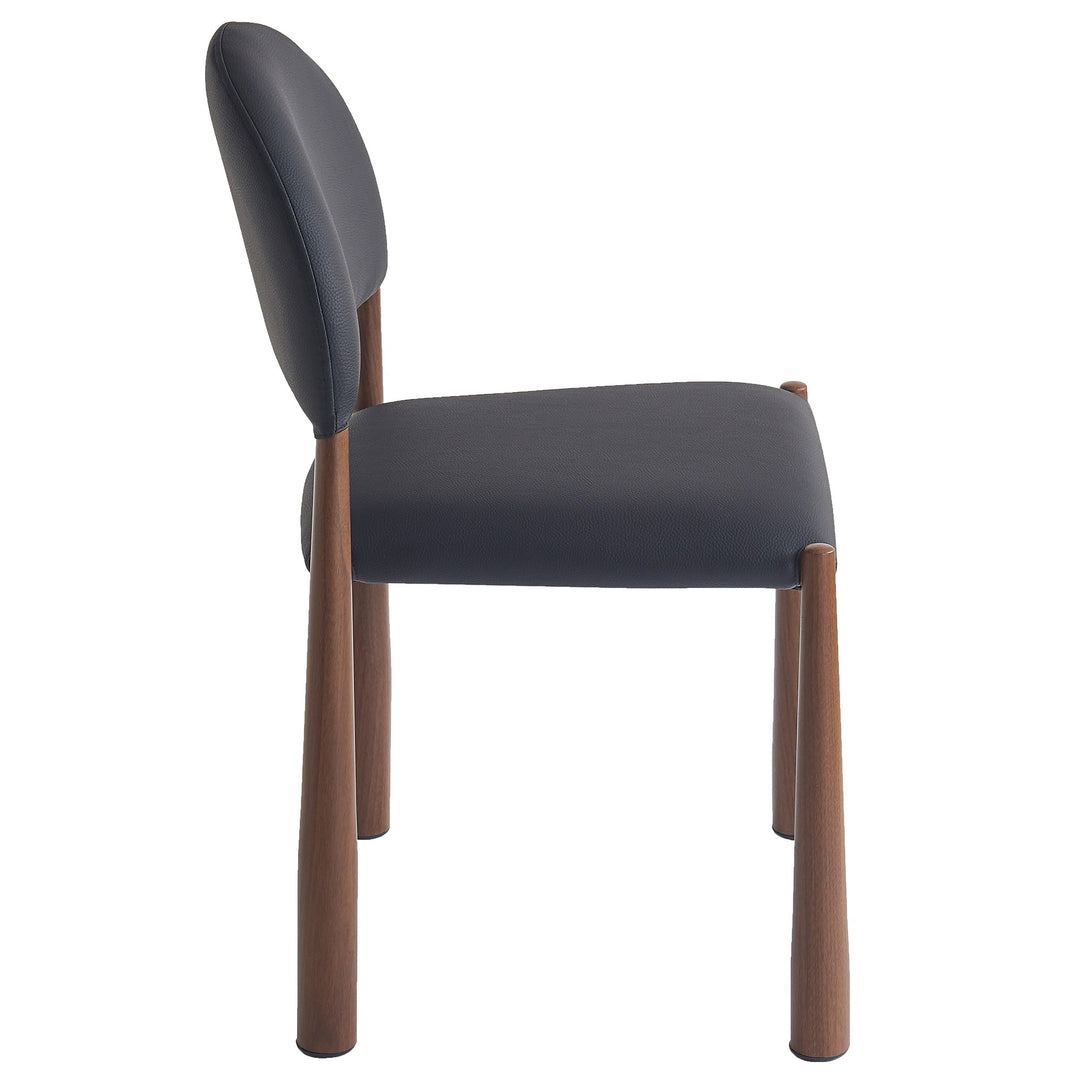 Crystaluxe 4-Piece Modern Dining Chair Set – Matte Black Textured Faux Leather Chairs with Heat-Transferred Walnut-Finish Legs and Foam Cushion Seating