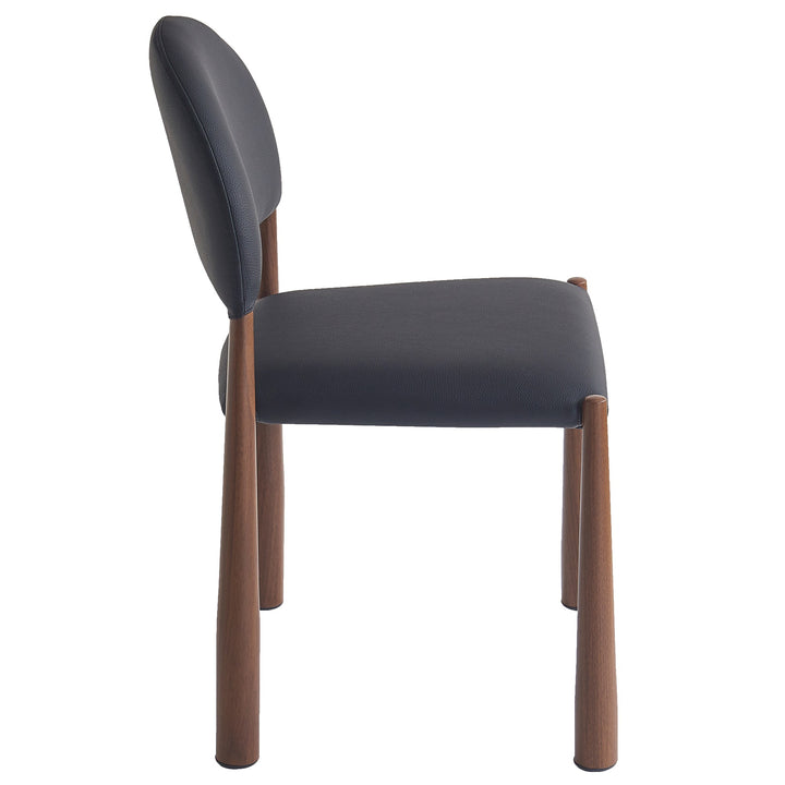 Crystaluxe 4-Piece Modern Dining Chair Set – Matte Black Textured Faux Leather Chairs with Heat-Transferred Walnut-Finish Legs and Foam Cushion Seating