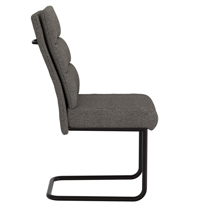 Astera Modern Dining Chair with Textured Chenille Fabric Upholstery, Black Metal C-Style Base And Back Handle – Set of 2