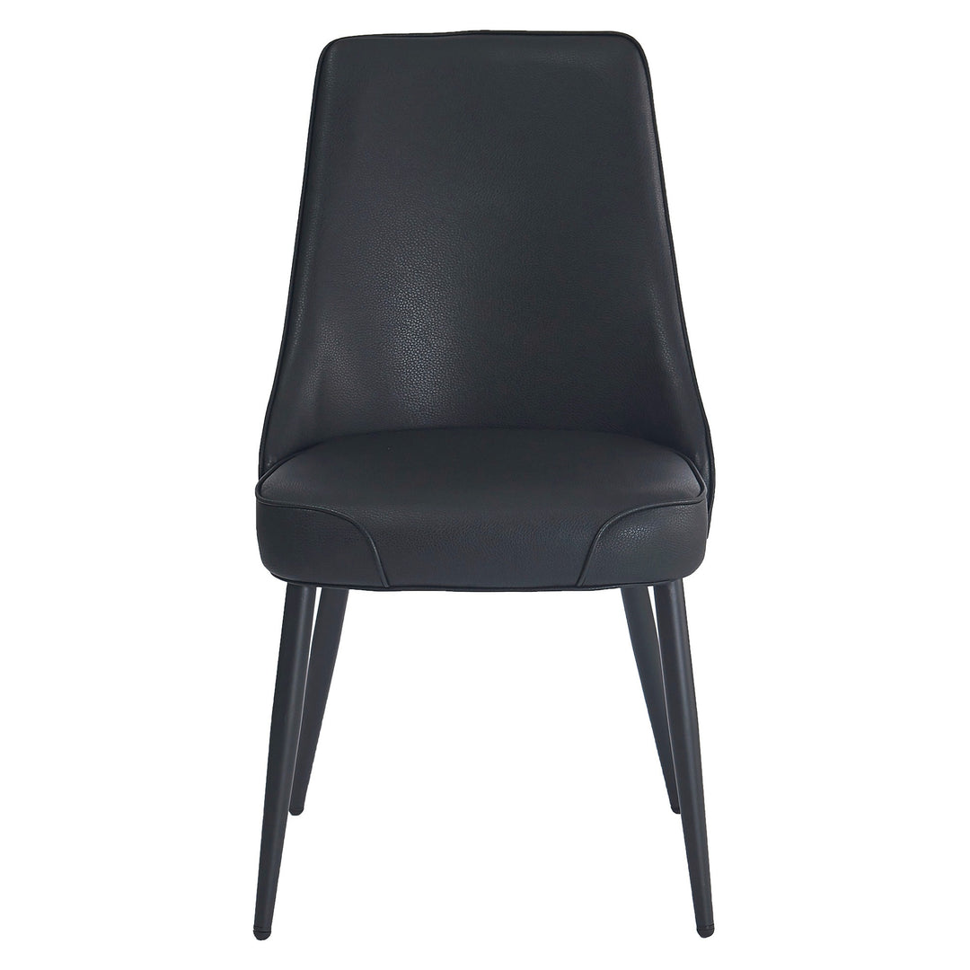 Astrel Modern Side Chair – Faux Leather Upholstered Chair with Piping Details and Black Metal Legs