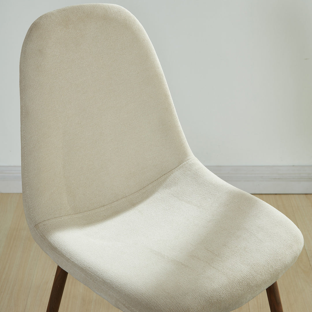 Eltravo Mid-Century Modern Chair – Set of 4 Curved Wood Frame Fabric Upholstered Chairs with Walnut Finish Metal Legs