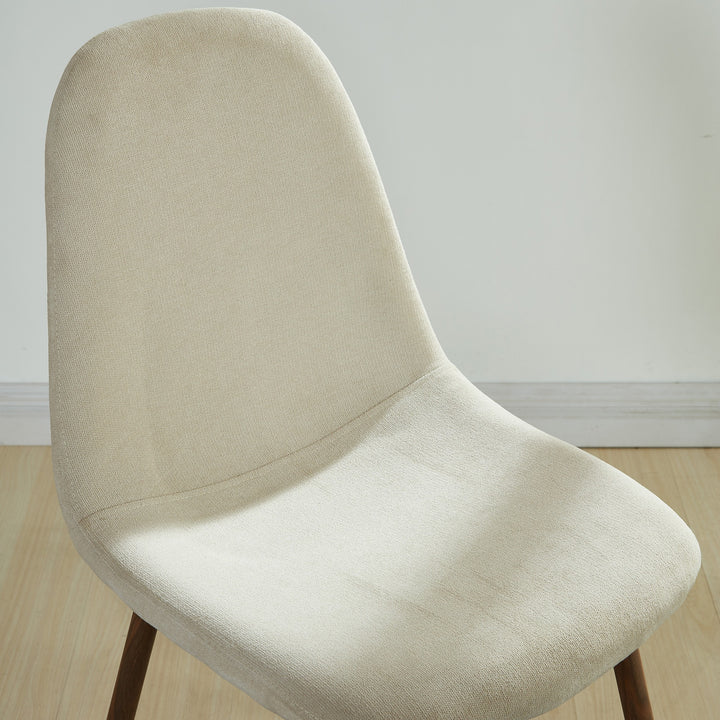 Eltravo Mid-Century Modern Chair – Set of 4 Curved Wood Frame Fabric Upholstered Chairs with Walnut Finish Metal Legs