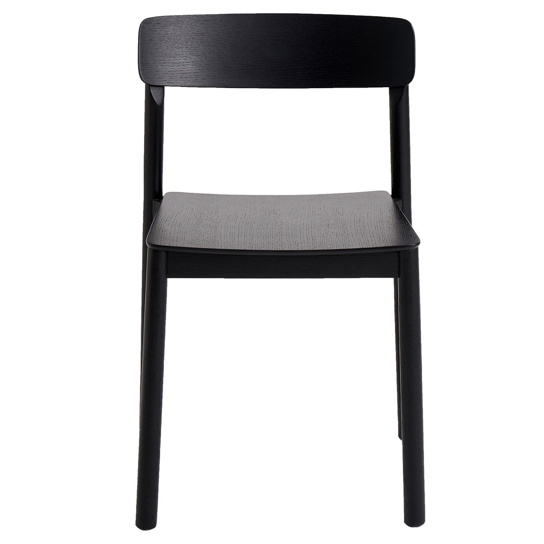 Loreto Dining Chair (Set of 4) – Mid-Century Modern Stackable Dining Chairs with Solid Oak Construction & Black Wood Grain Finish