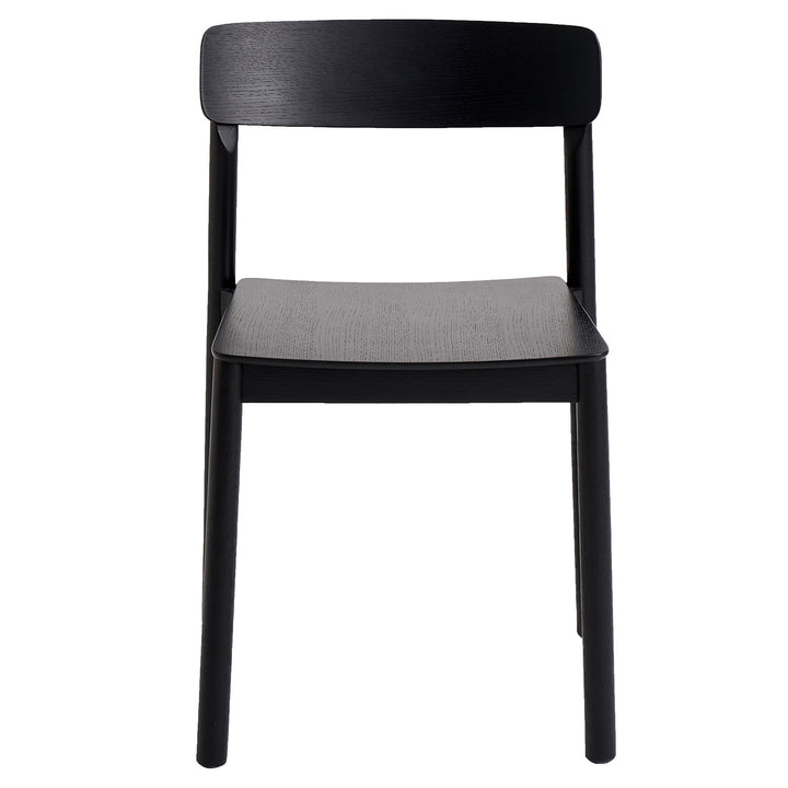 Loreto Dining Chair (Set of 4) – Mid-Century Modern Stackable Dining Chairs with Solid Oak Construction & Black Wood Grain Finish