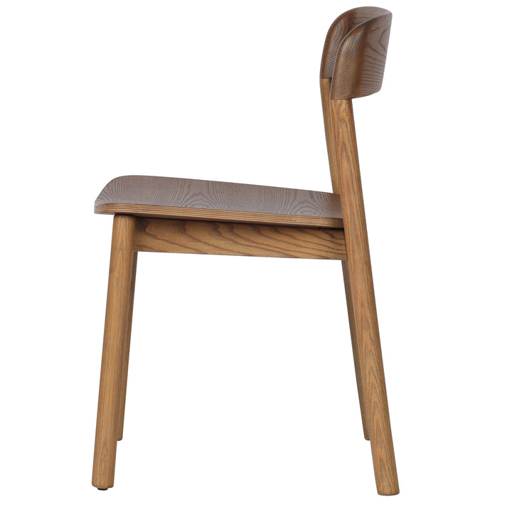 Bresca Mid-Century Modern Stackable Solid Wood Dining Chair, Walnut Finish (Set of 4)