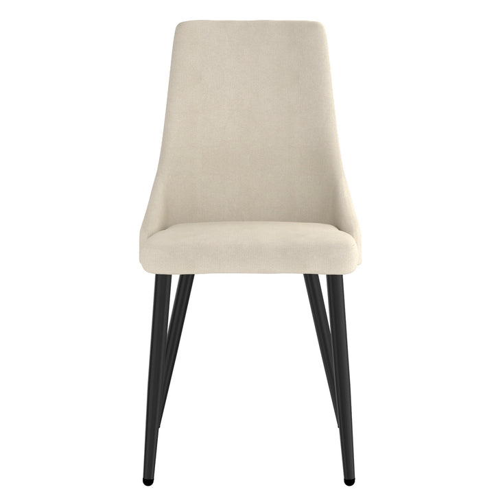 Novalith Mid-Century Modern Chair – Set of 2 Curved Wood Frame Fabric Upholstered Chairs with Matte Black Metal Legs