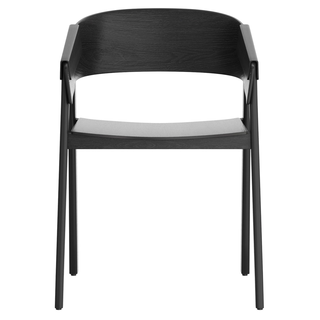 Renova Mid-Century Modern Solid Oak Dining And Lounge Chair, Black Finish (Set of 2)