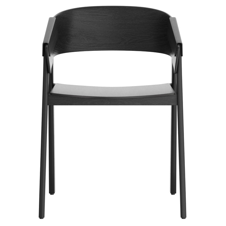 Renova Mid-Century Modern Solid Oak Dining And Lounge Chair, Black Finish (Set of 2)