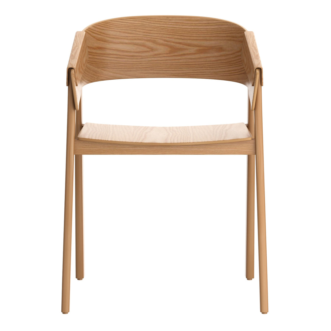 Renova Mid-Century Modern Solid Oak Dining And Lounge Chair, Natural Finish (Set of 2)