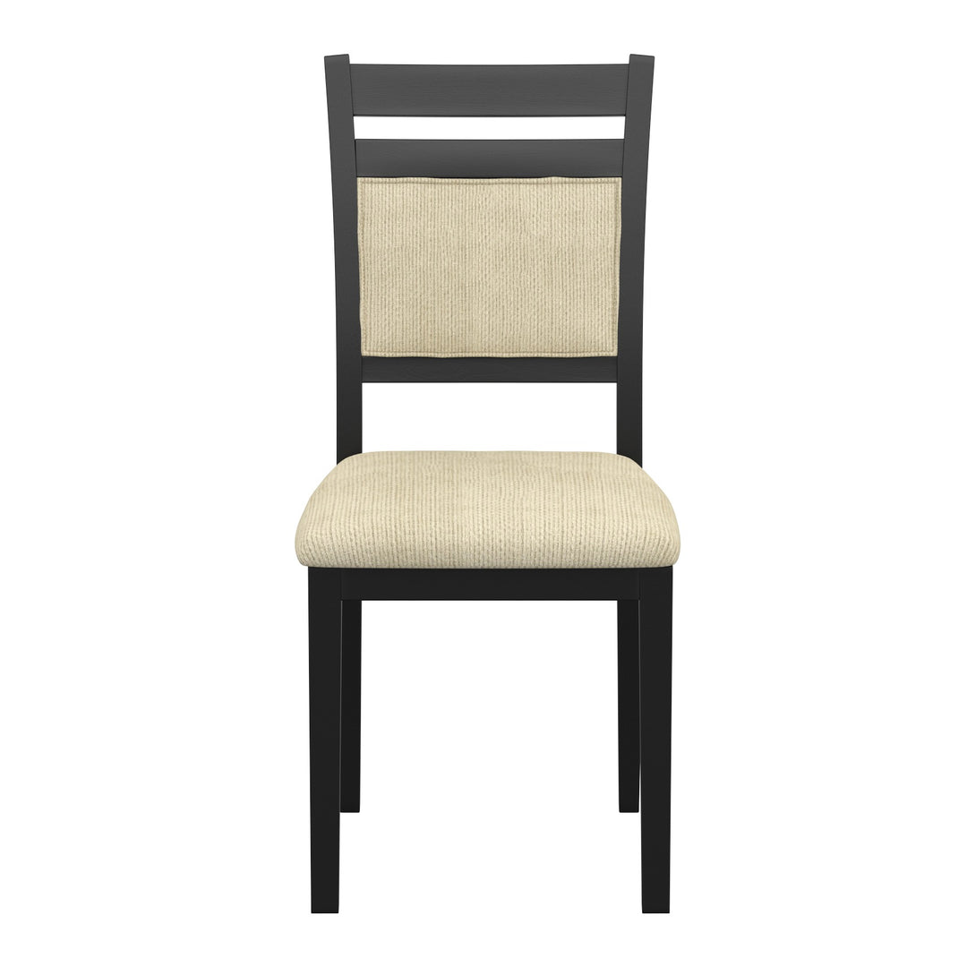 Savona Modern Dining/Lounge Chair, Black Finish with Beige Fabric Upholstery (Set of 2)