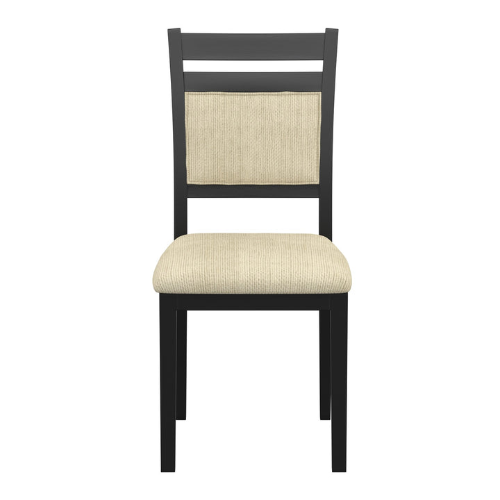 Savona Modern Dining/Lounge Chair, Black Finish with Beige Fabric Upholstery (Set of 2)
