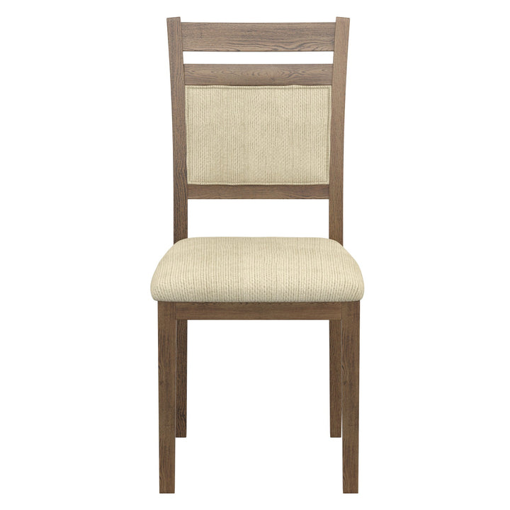 Savona Modern Dining/Lounge Chair, Walnut Finish with Beige Fabric Upholstery (Set of 2)