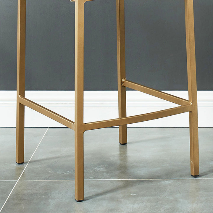 Valtressa Counter Stool – Set of 2, 26" Velvet Upholstered Stools with Fixed Seat and Matte Aged Gold Metal Base